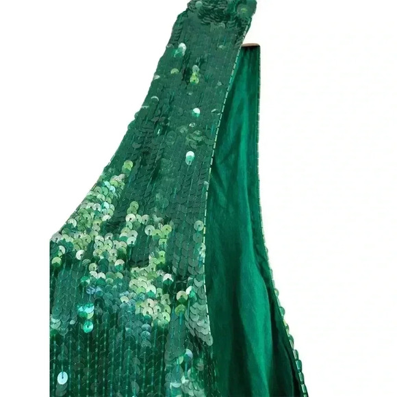 MODI 100% Silk Vintage Sequin Top Size 16 Green Festive Holiday Christmas NWT - Picture 5 of 7